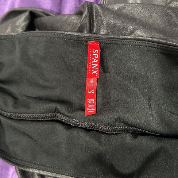 SPANX size large petite faux leather legging. Perfect condition. Black. - Picture 2 of 5
